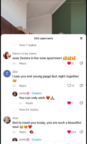 Zee reply to a fan who claim she saw Zee and Pappi together
