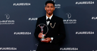 The winner of the 2024 Laureus World Breakthrough of the Year Award is Jude Bellingham. Jude, a rising star in the world of football, has impressed fans and critics alike with his exceptional talent and skill on the field.