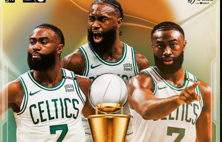 Jaylen Brown received the Bill Russell Finals MVP trophy for his performance in the 2024 NBA Finals. Brown averaged 20.8 points, 5.4 rebounds, and 5 assists per game, leading the Boston Celtics to a championship victory over the Dallas Mavericks.