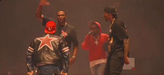 Russell Westbrook, DeMar DeRozan, YG & others dancing on stage with Kendrick Lamar while he performed 'Not Like Us'.