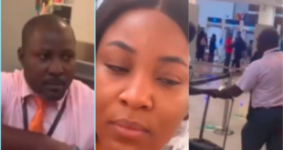 Nigerian actress and reality TV star Erica Nlewedim went on Instagram live to expose this worker, who maltreated her at the Nigerian airport, specifically, British Airways zone, where he ordered securities for her luggage to be seized.