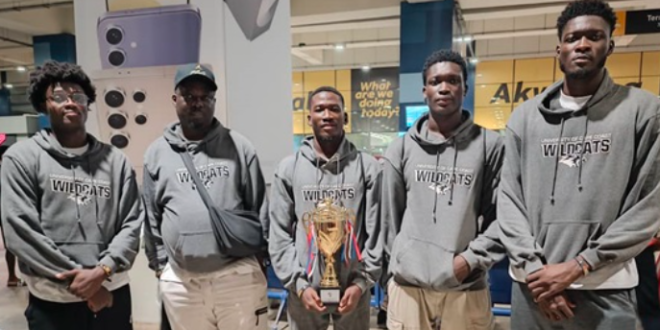 The UCC Wildcats, the esteemed men's basketball team of the University of Cape Coast (UCC), returned to the country this evening, having secured a spot to represent Africa at the  International University Sports Federation (FISU) 3x3