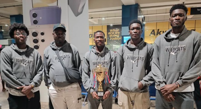 The UCC Wildcats, the esteemed men's basketball team of the University of Cape Coast (UCC), returned to the country this evening, having secured a spot to represent Africa at the  International University Sports Federation (FISU) 3x3