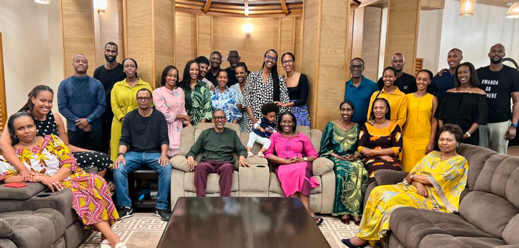 Paul Kagame with his family and friends