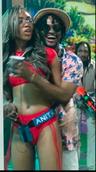 Anita and Topher at the pool party last night