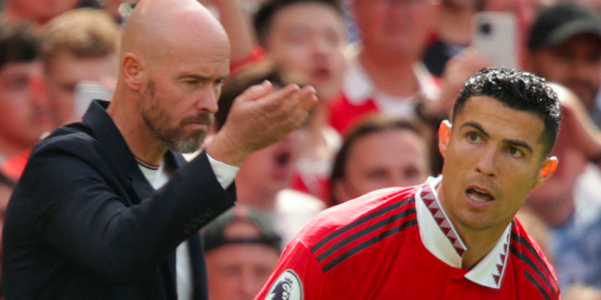 Cristiano Ronaldo says Erik ten Hag's attitude is too negative, urging the Manchester United manager to target the Premier League title even though the club need to "rebuild from the bottom".